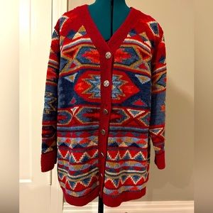 Coldwater creek southwestern style size 2X cotton Cardi with metal buttons.